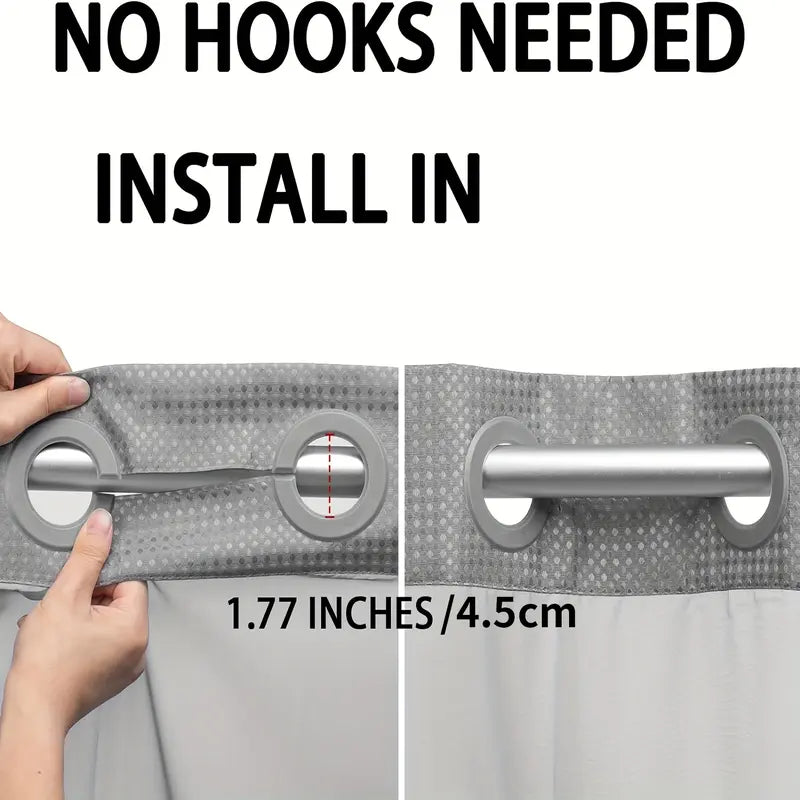 No Hook Shower Curtain with Snap-In Liner – Double Layer Waterproof Fabric Curtain, Washable Hotel Style Bath Curtain
